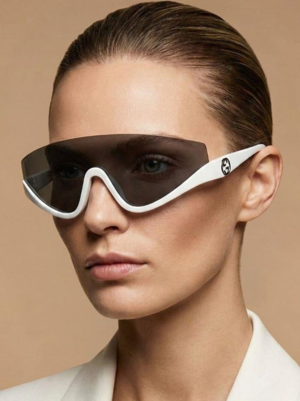 NEW GUCCI SHIELD SUNGLASSES GUCCI GG1650S 007 GREY WHITE MASK UNISEX EYEWEAR
